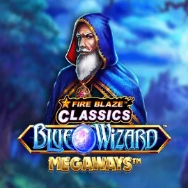 Official Slots logo: Fire Blaze Blue Wizard Megaways by Rarestone Gaming at Kingbet Casino